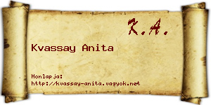 Kvassay Anita névjegykártya