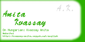 anita kvassay business card